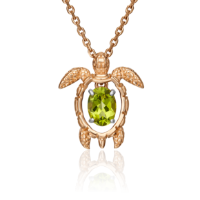 Подвеска «Черепаха» из красного золота с хризолитом 03-3060-00-205-1110-57