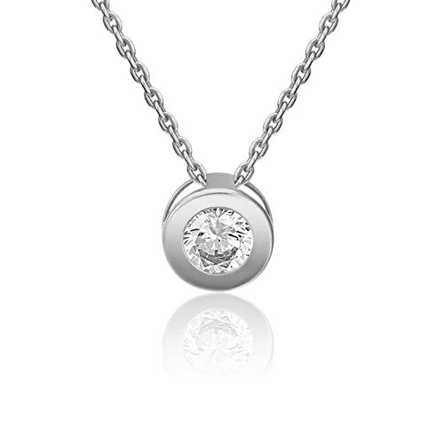 Подвеска-бегунок из белого золота с фианитом 03-3074-00-401-1120