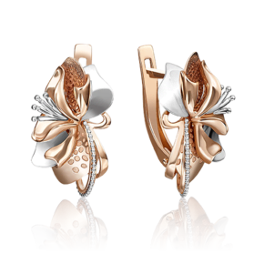 Серьги «Тигровые лилии» с английским замком из комбинированного золота 02-4077-00-000-1111-48
