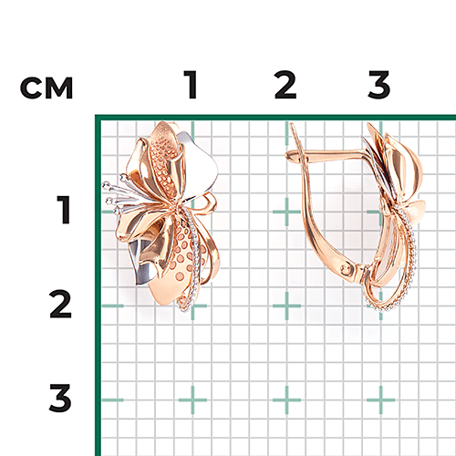 Серьги «Тигровые лилии» с английским замком из комбинированного золота 02-4077-00-000-1111-48