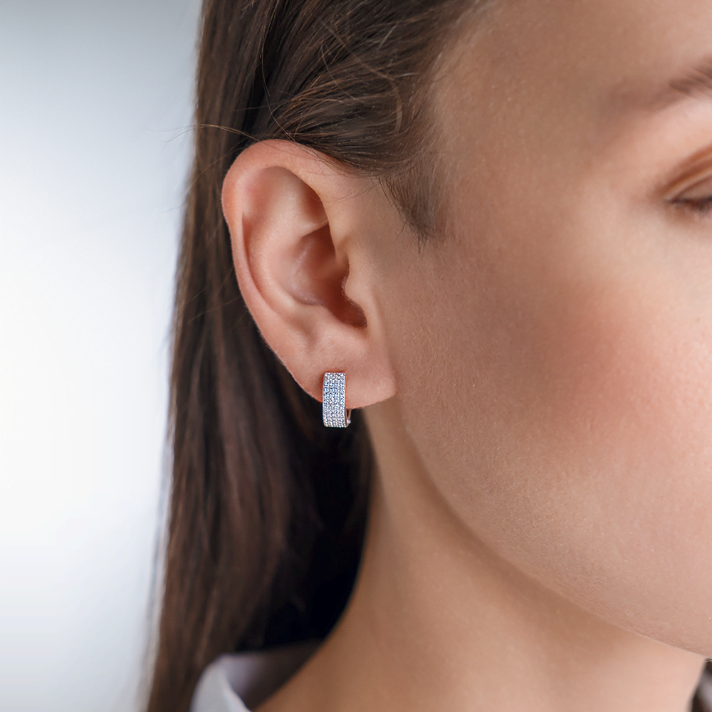 Серьги с английским замком из серебра с фианитами 02-0338-00-401-0200