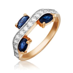 Кольцо из красного золота с сапфирами и бриллиантами 01-5524-00-105-1110-30