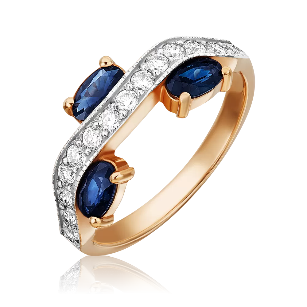 Кольцо из красного золота с сапфирами и бриллиантами 01-5524-00-105-1110-30