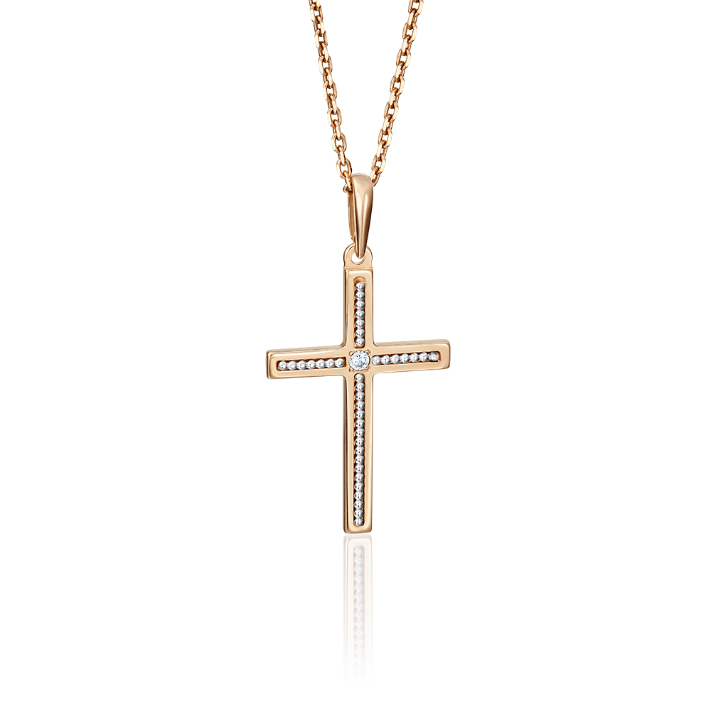 Декоративный крест из комбинированного золота с фианитом 03-2737-00-401-1111-03