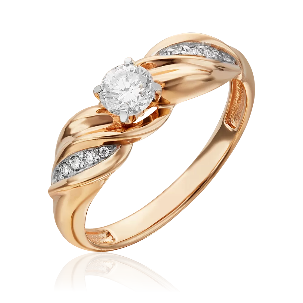 Кольцо из красного золота с бриллиантами 01-4956-00-101-1110-30