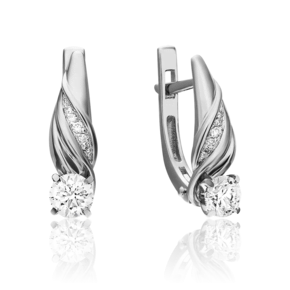 Серьги с английским замком из белого золота с бриллиантами 02-3828-00-101-1120-30