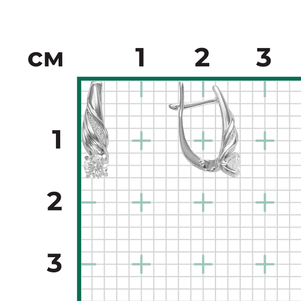 Серьги с английским замком из белого золота с бриллиантами 02-3828-00-101-1120-30