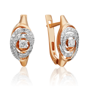 Серьги с английским замком из красного золота с бриллиантами 02-3829-00-101-1110-30