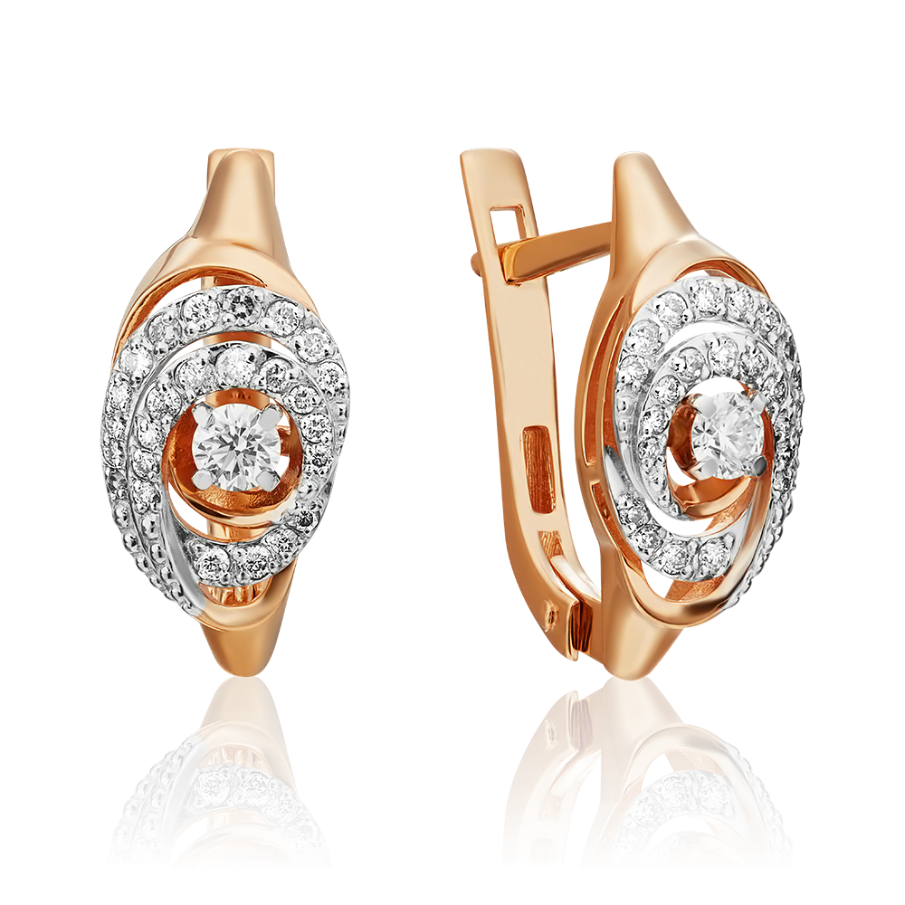 Серьги с английским замком из красного золота с бриллиантами 02-3829-00-101-1110-30