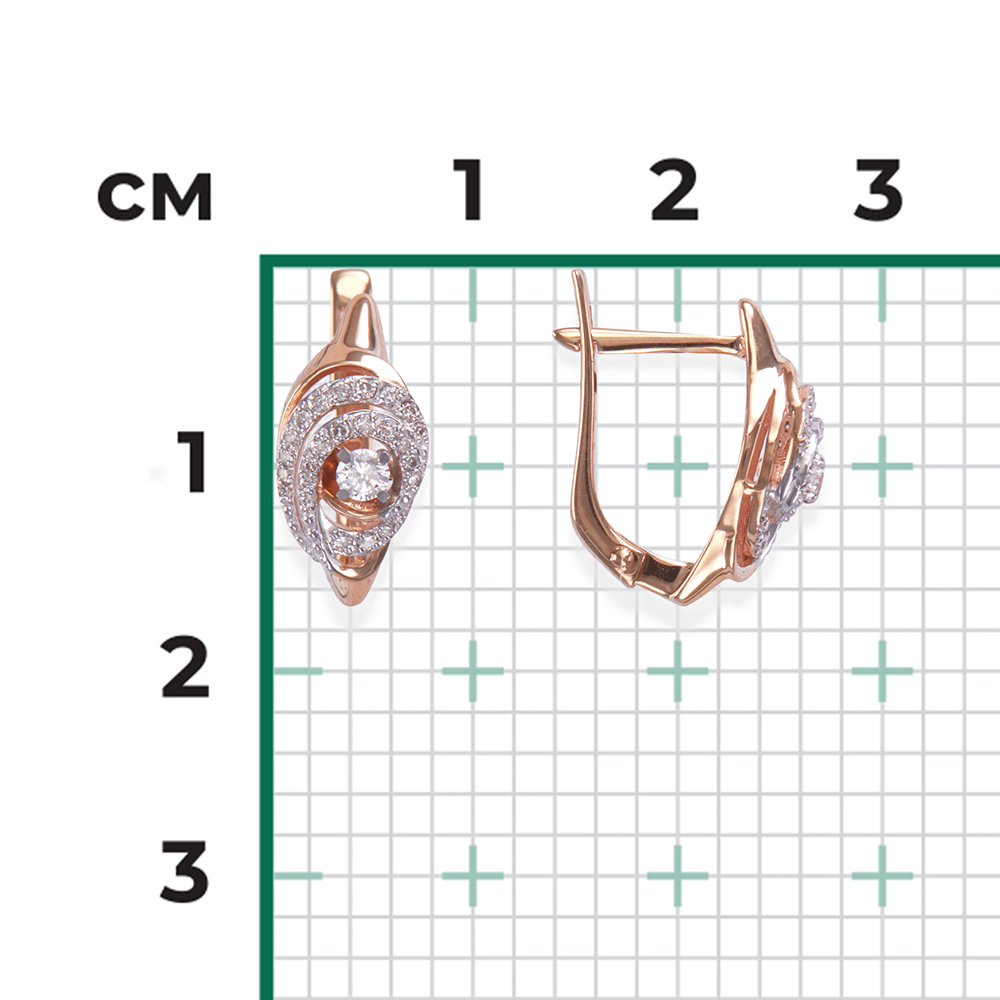 Серьги с английским замком из красного золота с бриллиантами 02-3829-00-101-1110-30