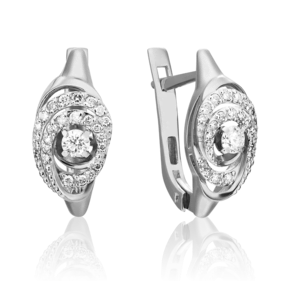 Серьги с английским замком из белого золота с бриллиантами 02-3829-00-101-1120-30