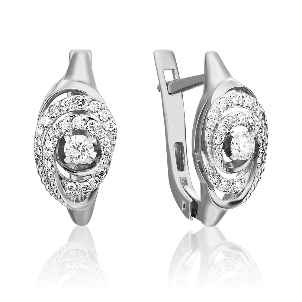 Серьги с английским замком из белого золота с бриллиантами 02-3829-00-101-1120-30