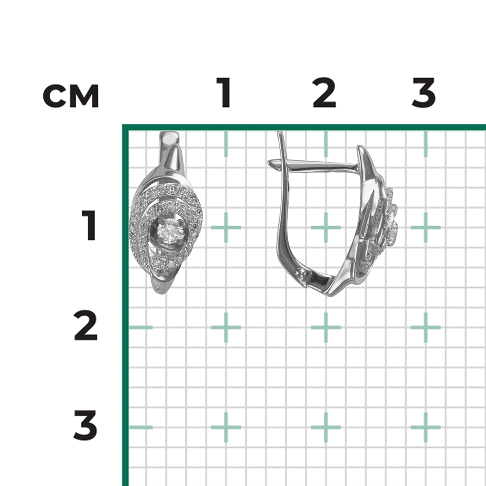Серьги с английским замком из белого золота с бриллиантами 02-3829-00-101-1120-30