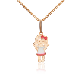 Подвеска «Девочка» из красного золота с эмалью 03-2617-00-000-1110-25