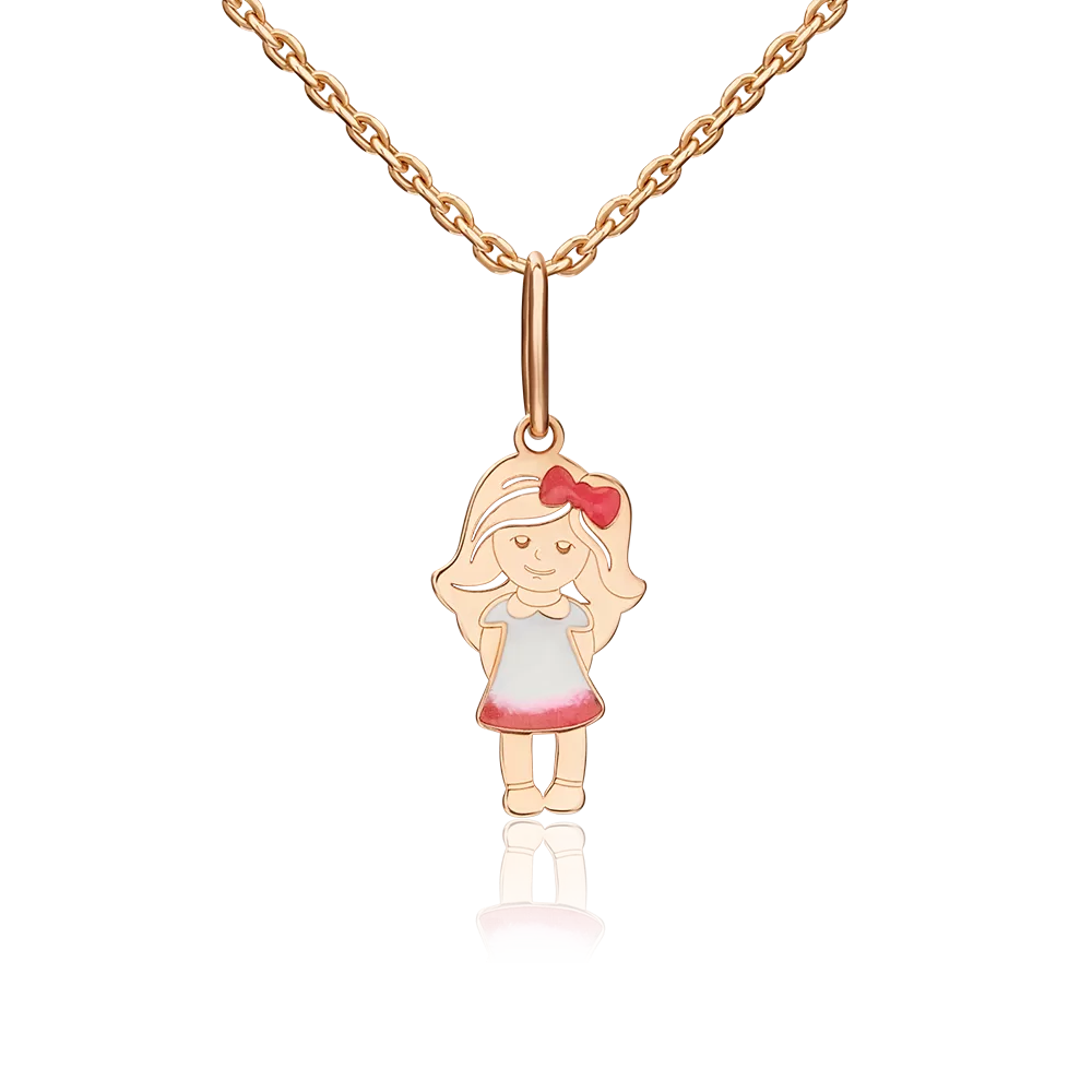 Подвеска «Девочка» из красного золота с эмалью 03-2617-00-000-1110-25