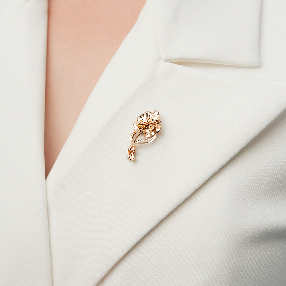 Брошь «Мак» из красного золота 04-0149-00-000-1110-48