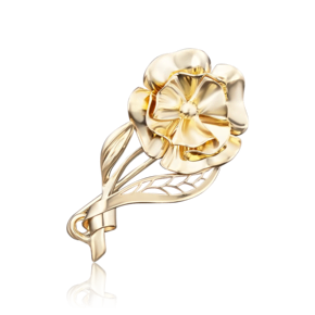Брошь «Мак» из лимонного золота