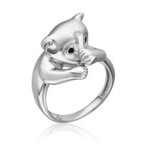 Кольцо «Белый медведь» из серебра с эмалью 01-5703-00-000-0200